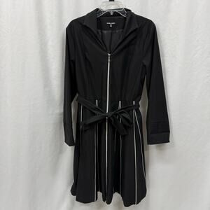 Samuel Dong Black Zipper Details Circle Skirt Trench Coat Medium